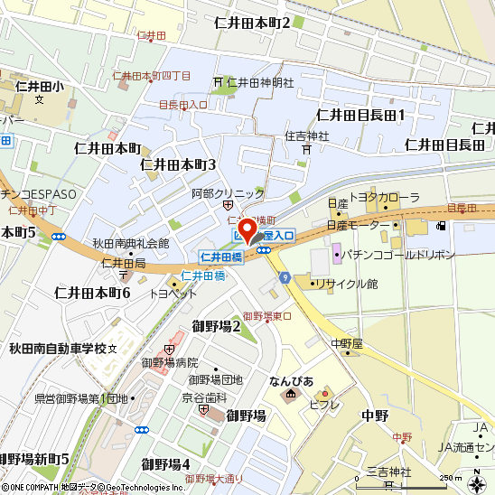 タイヤ館秋田仁井田付近の地図